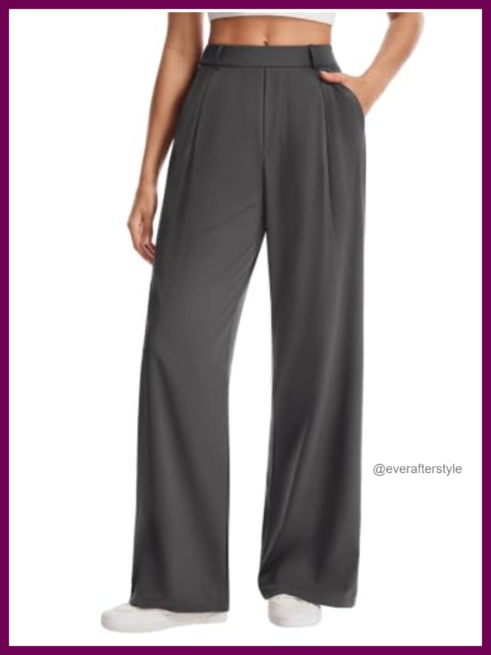 Wide Leg Dress Pants Stretchy Work Pants with Pockets